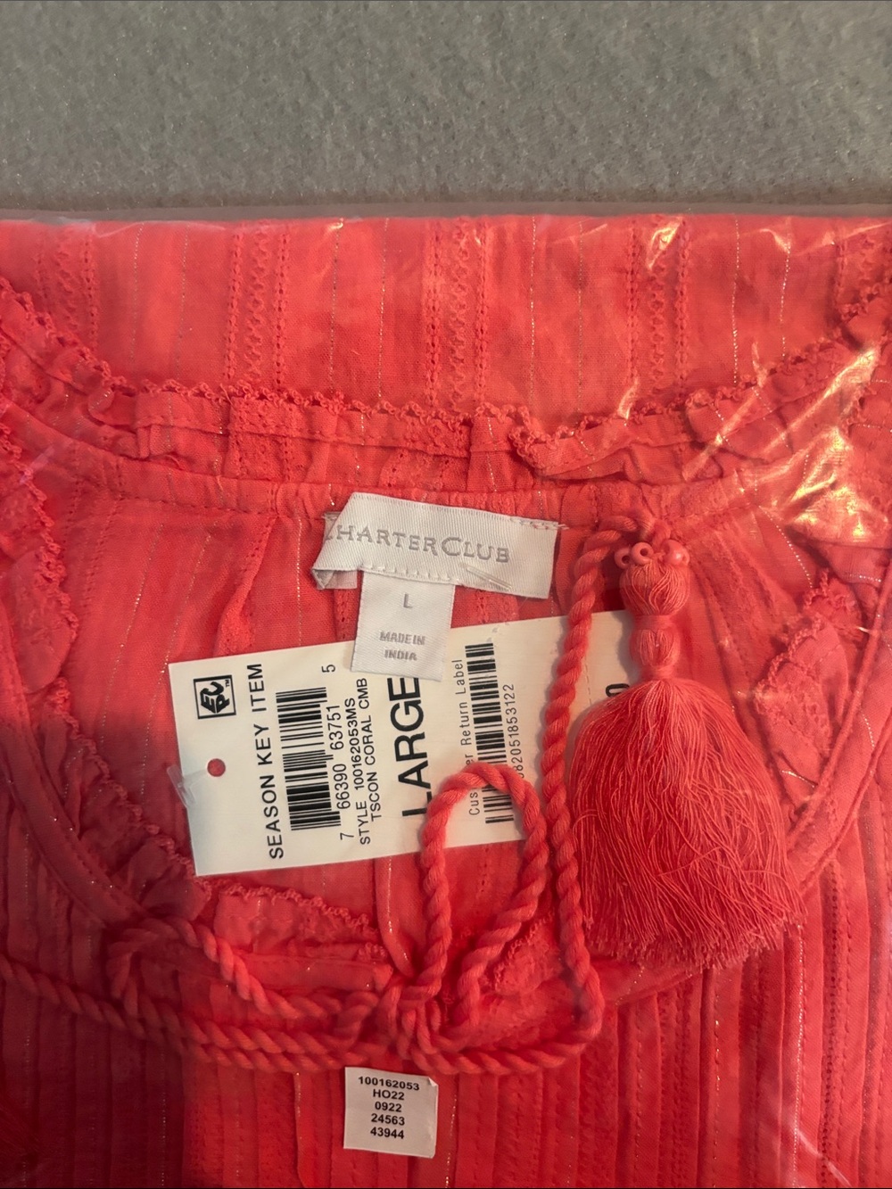 Charter Club White Peasant Blouse and includes a coral color also, see photos - Picture 3 of 11